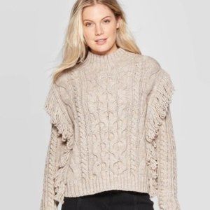 Universal Thread Fringe Cable Knit Sweater